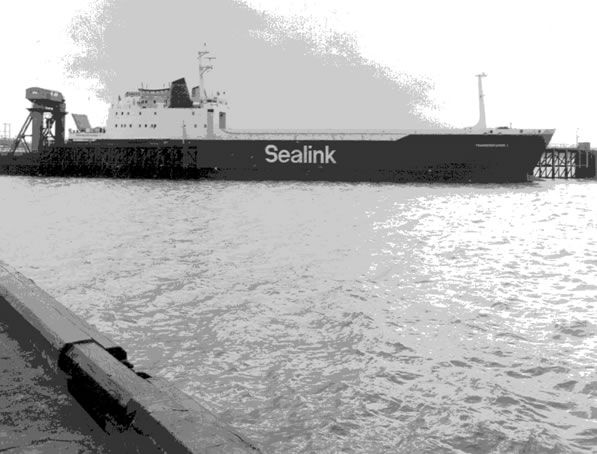 Though never used on the train ferry service Transcontainer 1 undertook berthing trials at the Harwich terminal in 1974 before briefly operating between Dunkirk and Dover